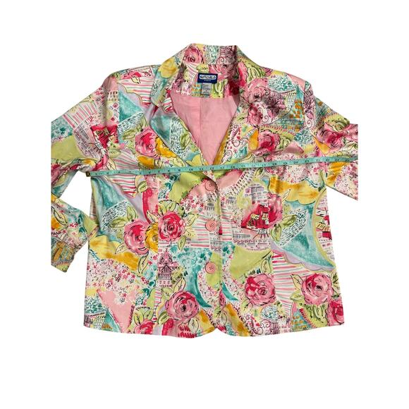 Notches Plus 1X Colorful Floral Blazer Long Lined Jacket - Picture 4 of 4